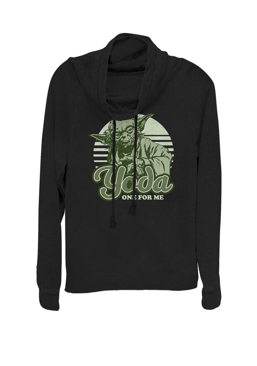Yoda One For Me Retro Cowl Neck Graphic Pullover