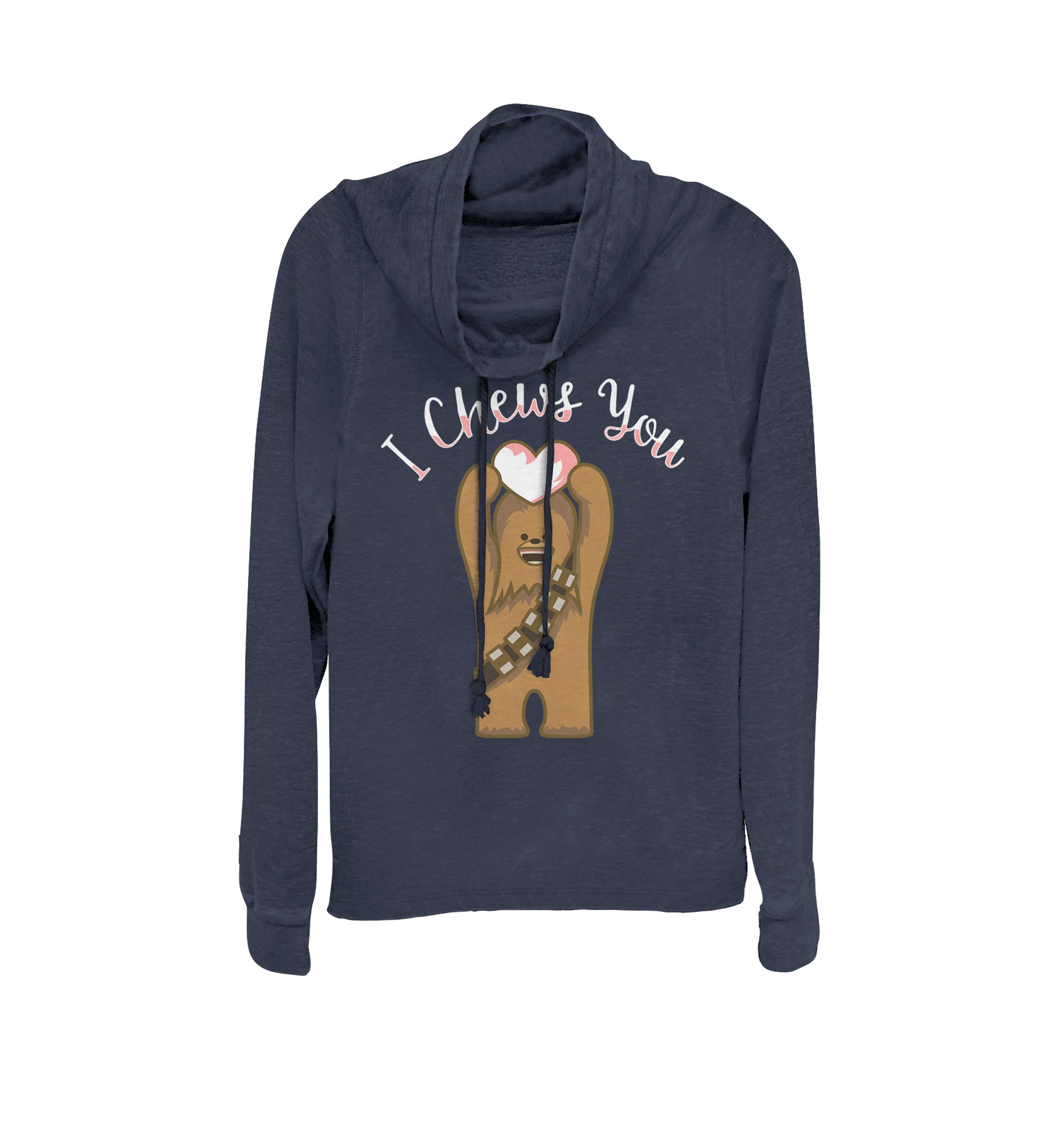 Valentines I Chews You Chewbacca Cowl Neck Graphic Pullover