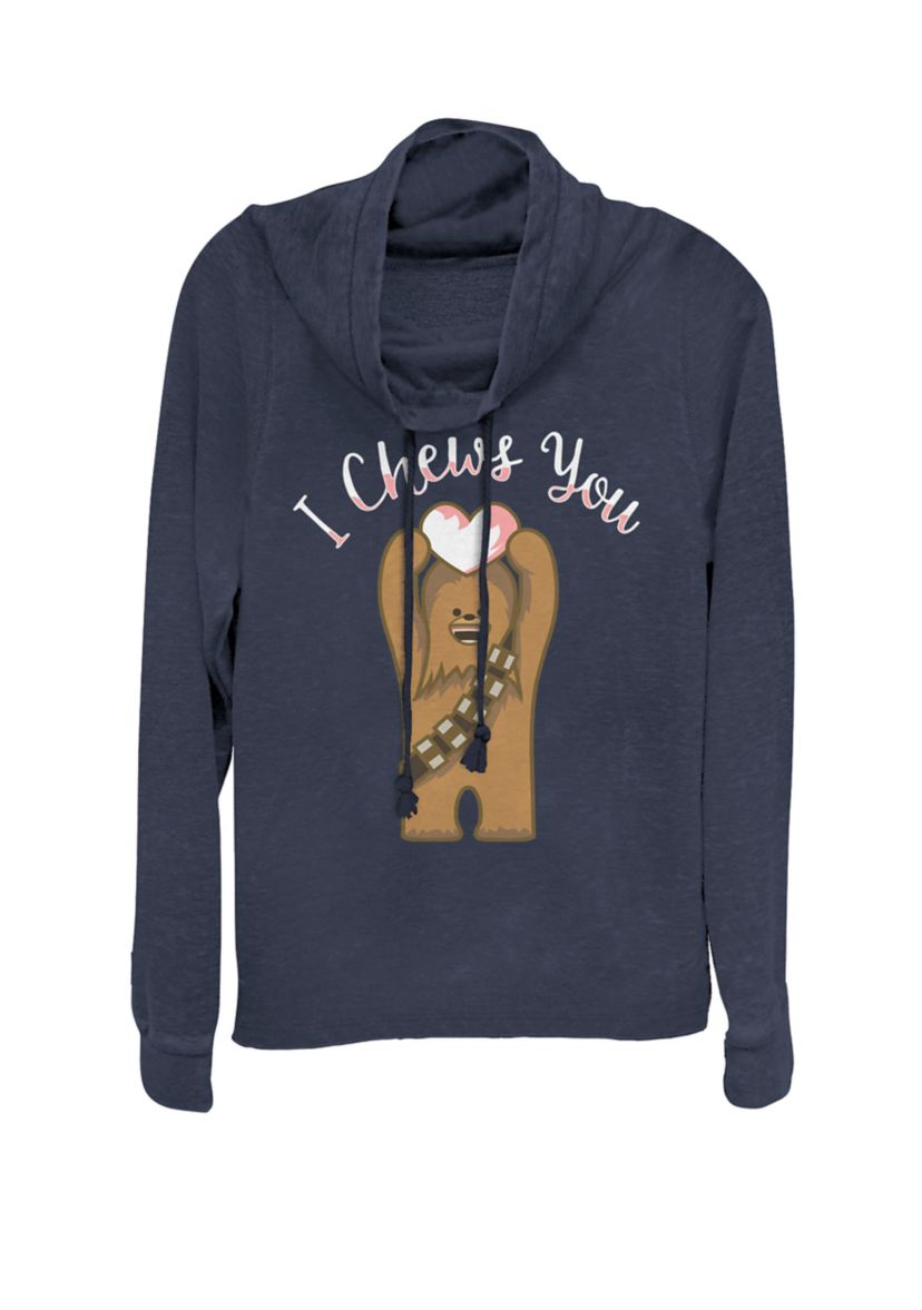 Valentines I Chews You Chewbacca Cowl Neck Graphic Pullover