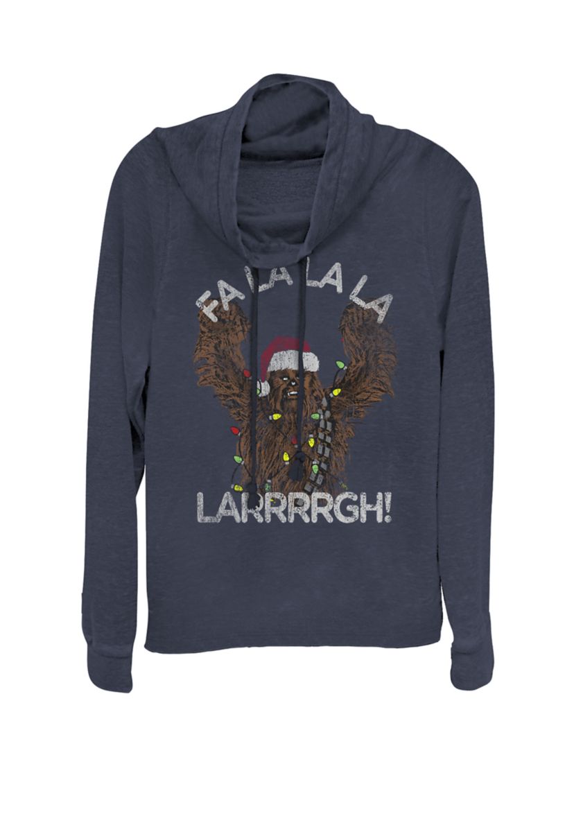 Christmas Wookiee Yell Cowl Neck Graphic Pullover