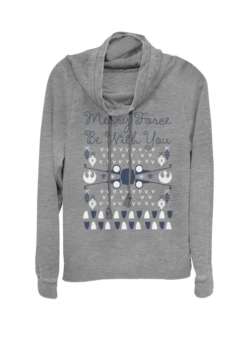 X-Wing Ugly Christmas Cowl Neck Graphic Pullover