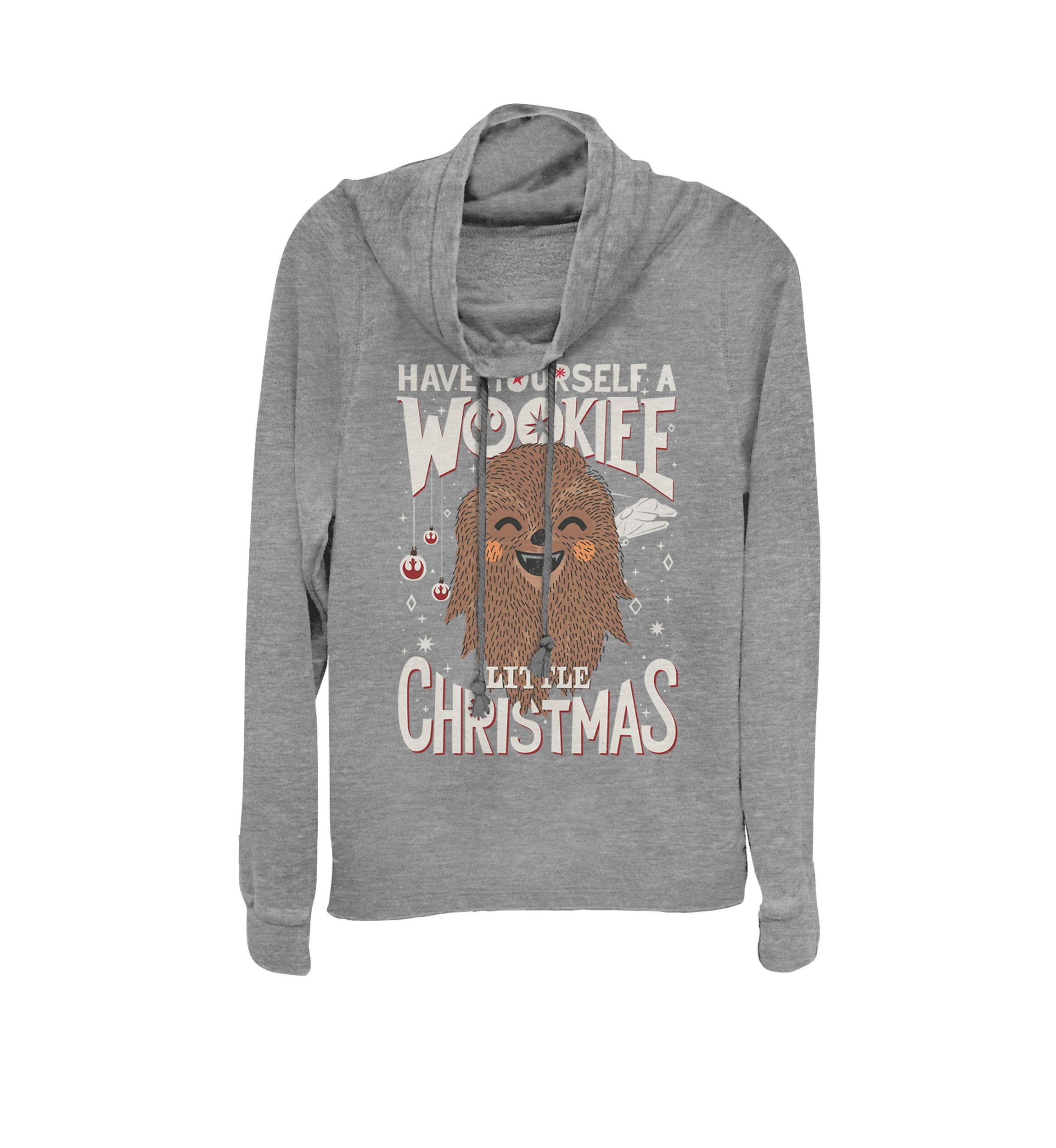 Wookiee Christmas Sketched Cowl Neck Graphic Pullover