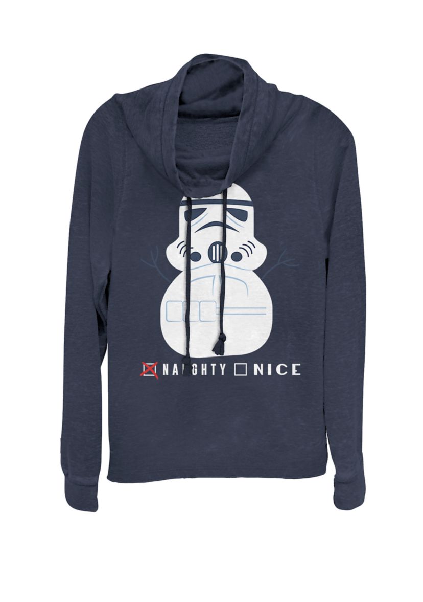 Storm Trooper Naughty Snowman Christmas Cowl Neck Graphic Pullover