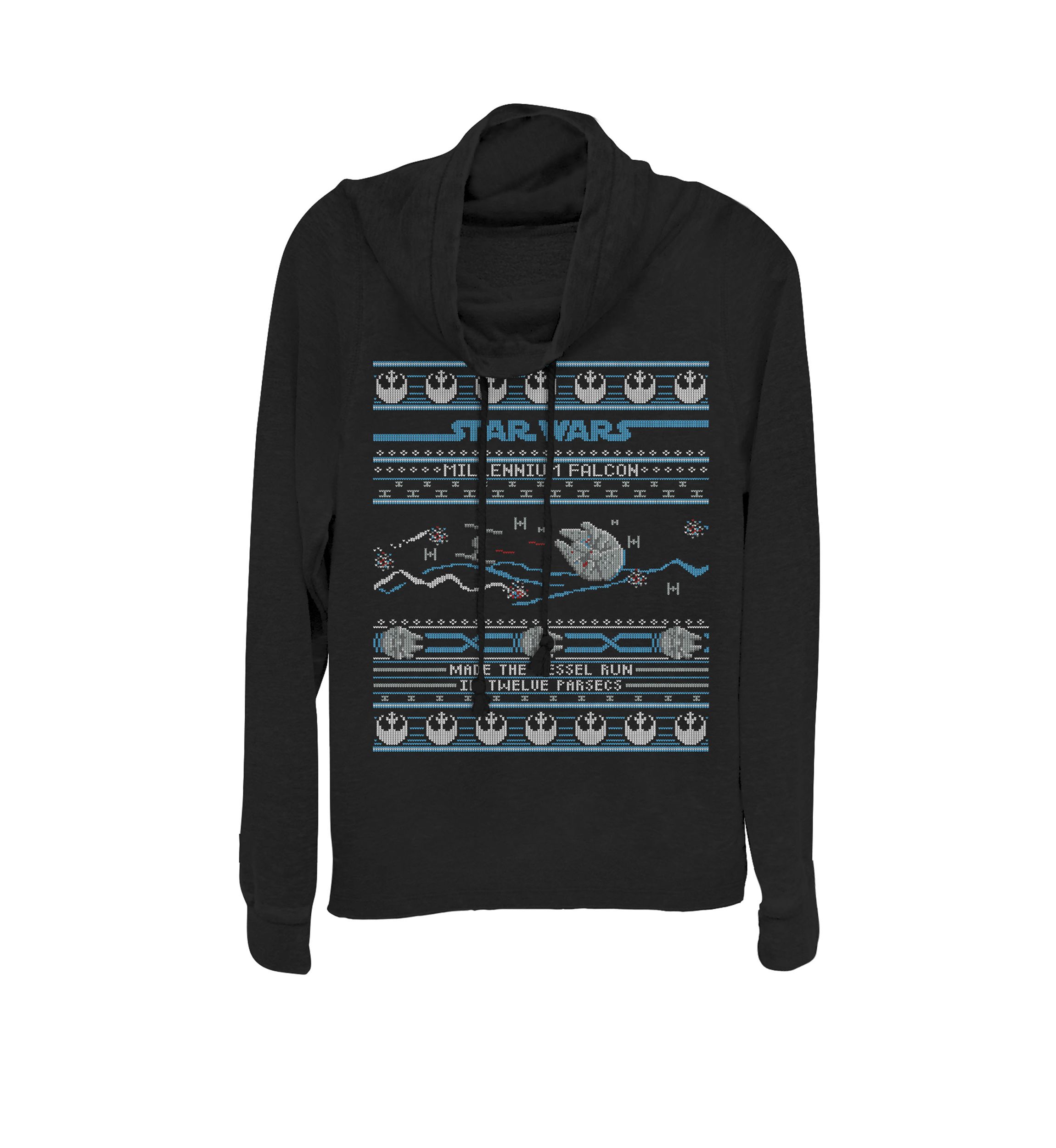 Falcon Kessel Run Ugly Christmas Sweater Cowl Neck Graphic Pullover