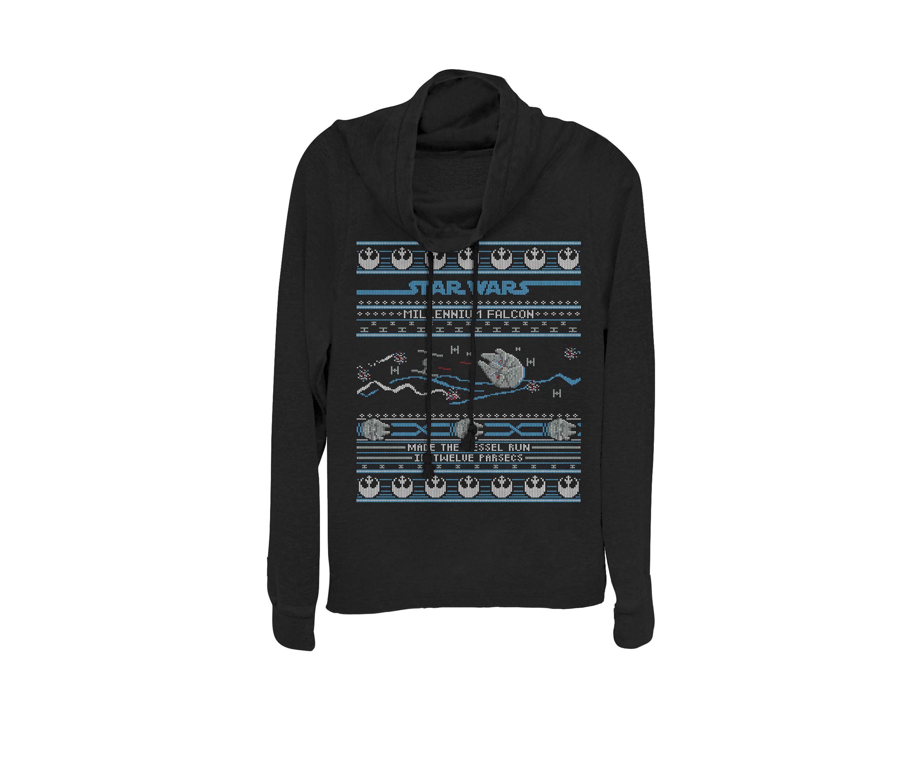 Falcon Kessel Run Ugly Christmas Sweater Cowl Neck Graphic Pullover