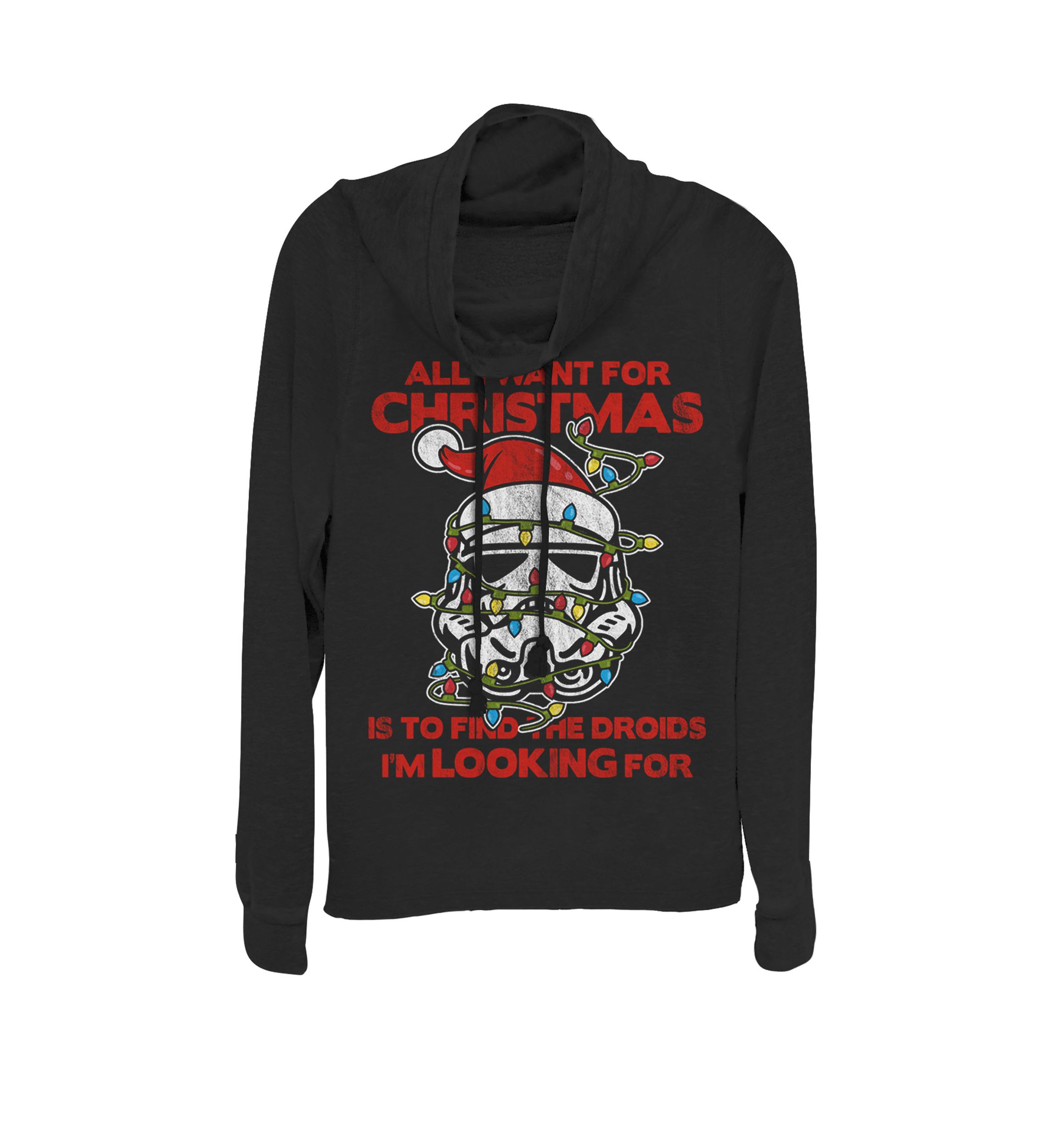 Christmas Lights Stormtrooper All I Want For Christmas Cowl Neck Graphic Pullover