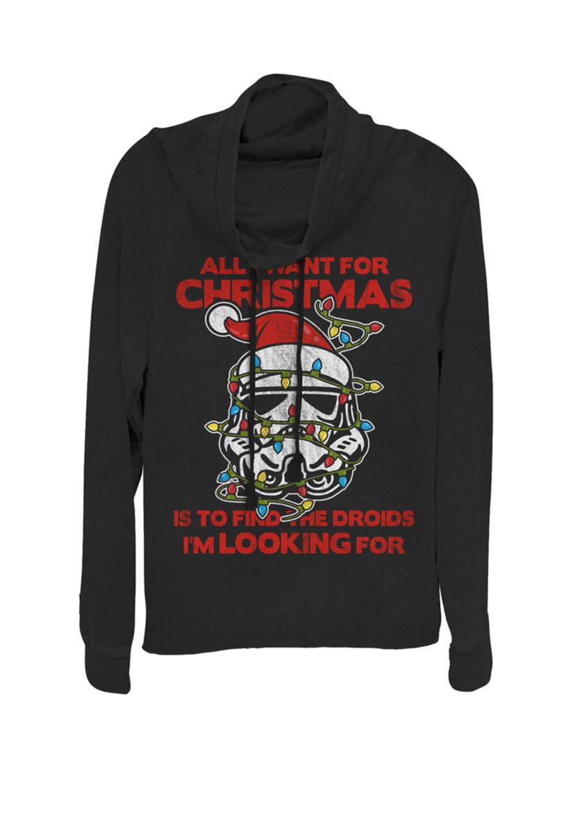Christmas Lights Stormtrooper All I Want For Christmas Cowl Neck Graphic Pullover