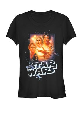Star Wars Women's Vintage Group Collage Poster Short Sleeve Graphic T-Shirt, Black, XXL