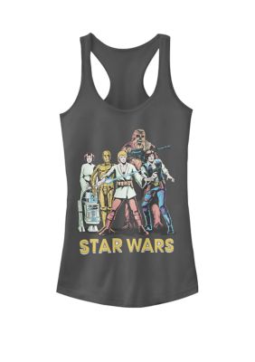 Star Wars Women's A New Hope Good Guys Group Racerback Graphic Tank Top, Grey, XSmall