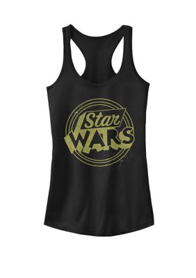 Star Wars Women's Retro Block Logo Racerback Graphic Tank Top, Black, XXL