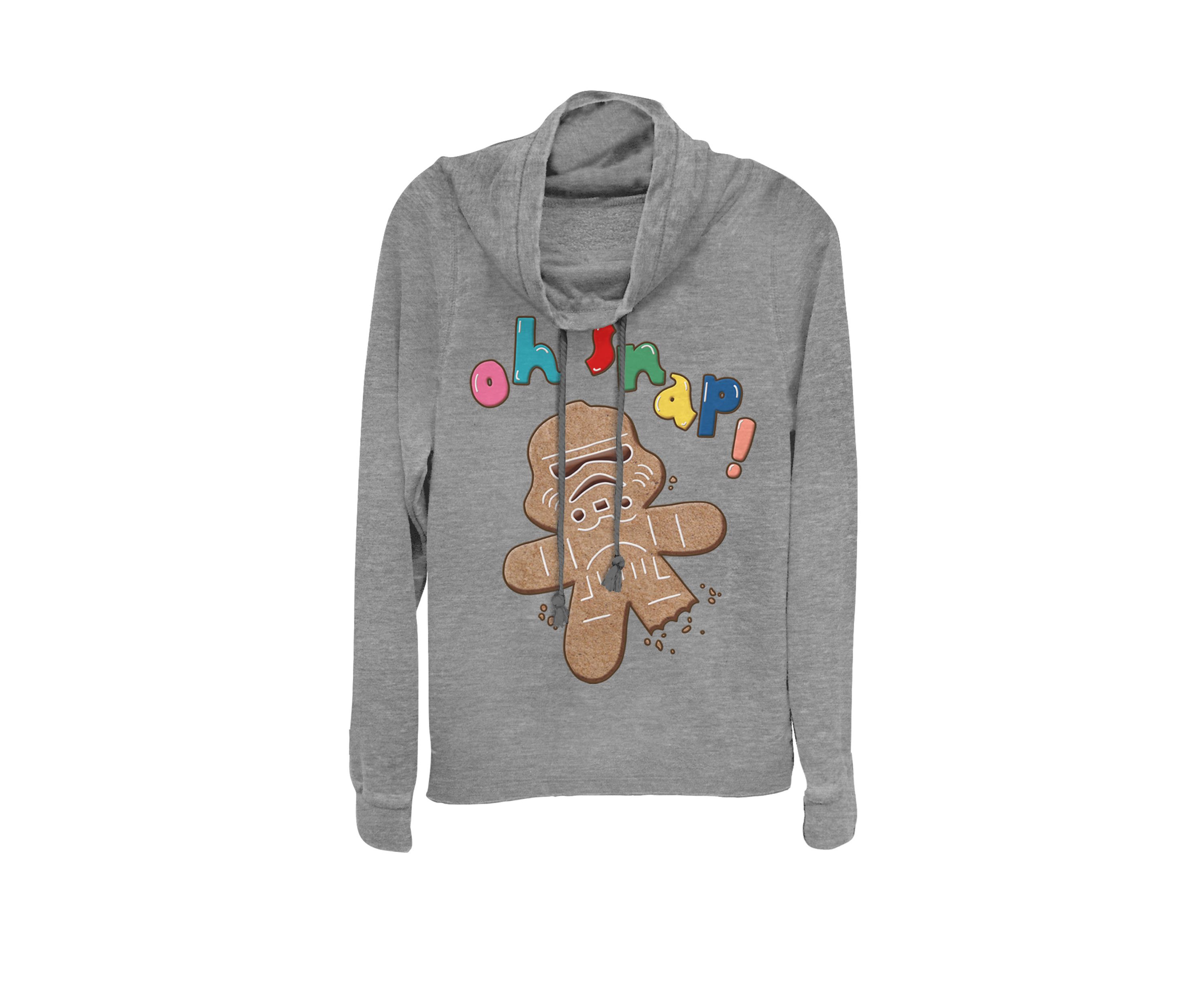 Christmas Stormtrooper Gingerbread Man Cookie Oh Snap Cowl Neck Graphic Pullover