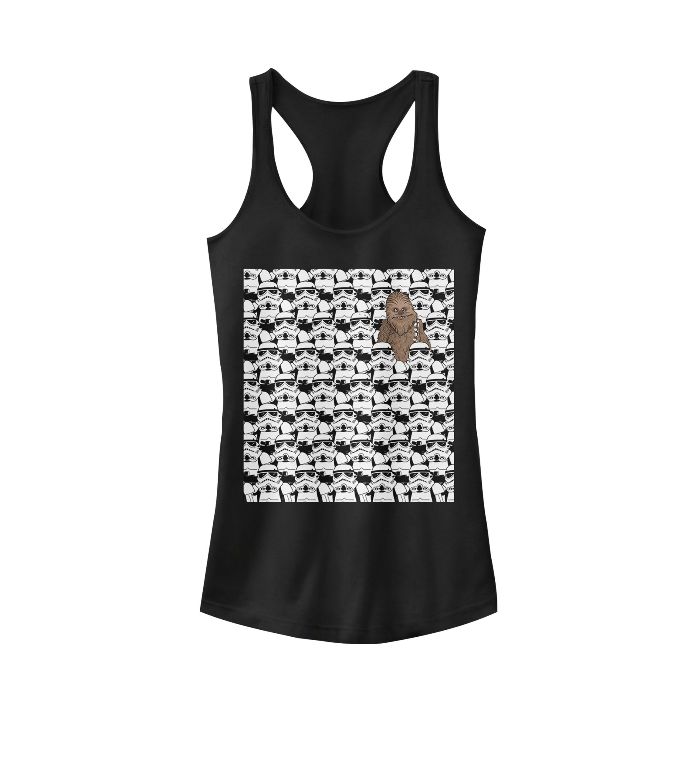 Chewie Hiding In Stormtroopers Racerback Graphic Tank