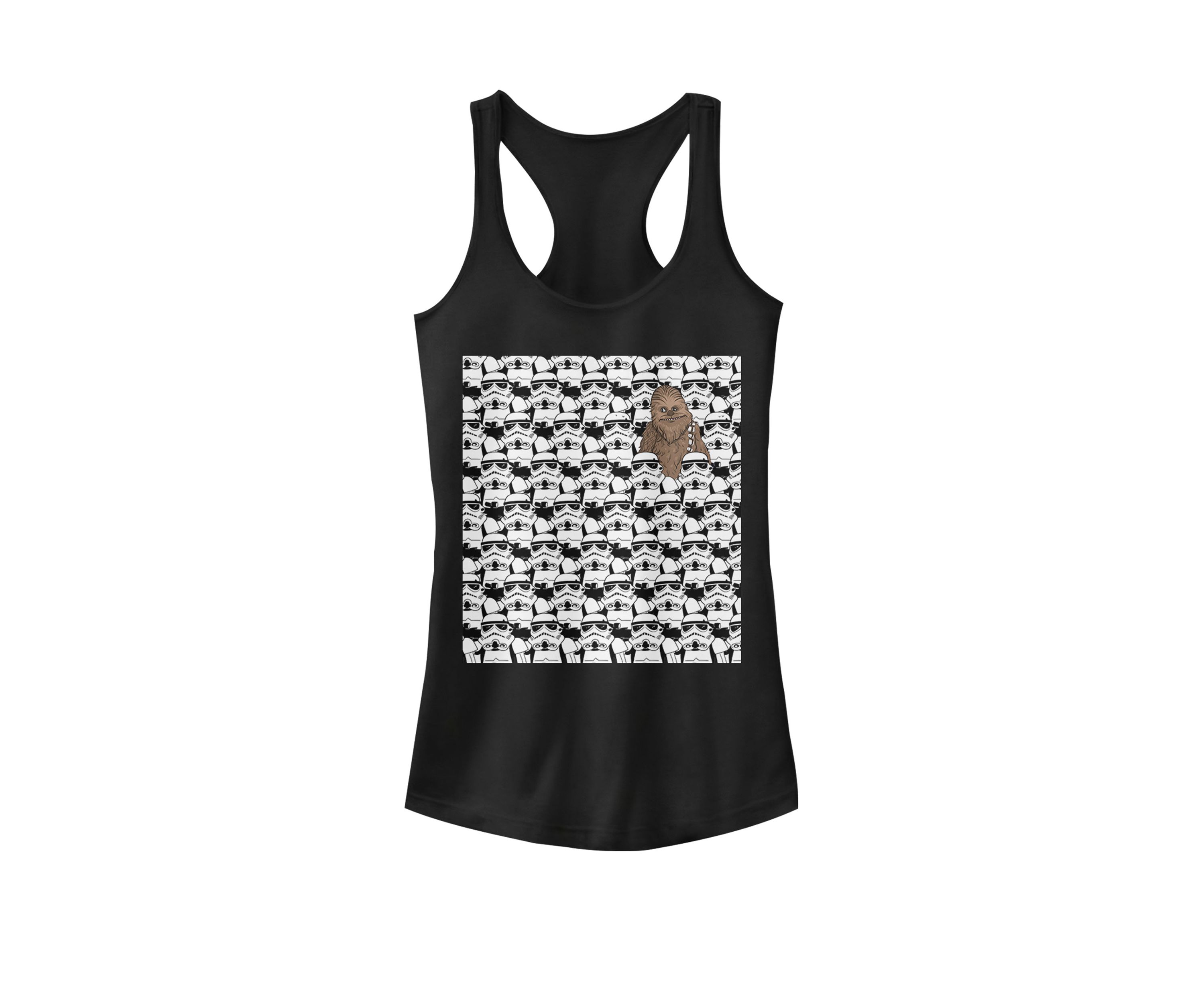 Chewie Hiding In Stormtroopers Racerback Graphic Tank