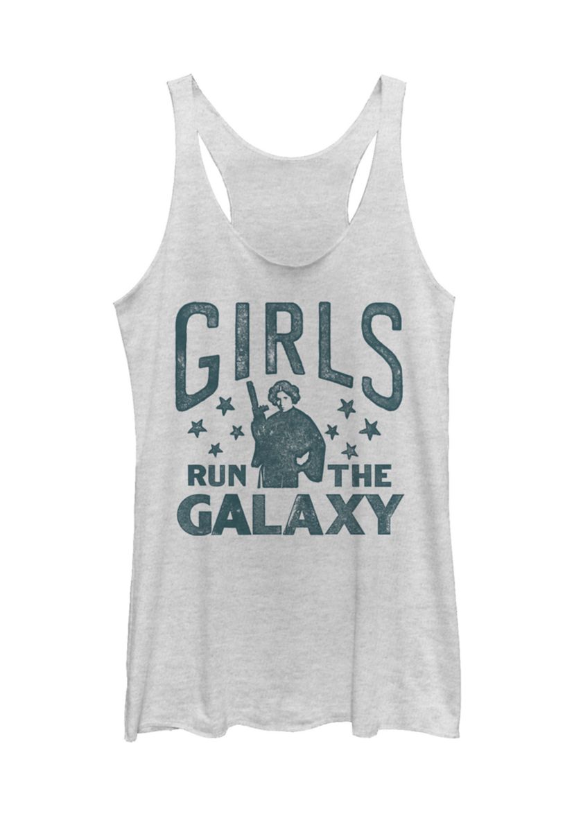 Juniors Girls Run The Galaxy Graphic Tank