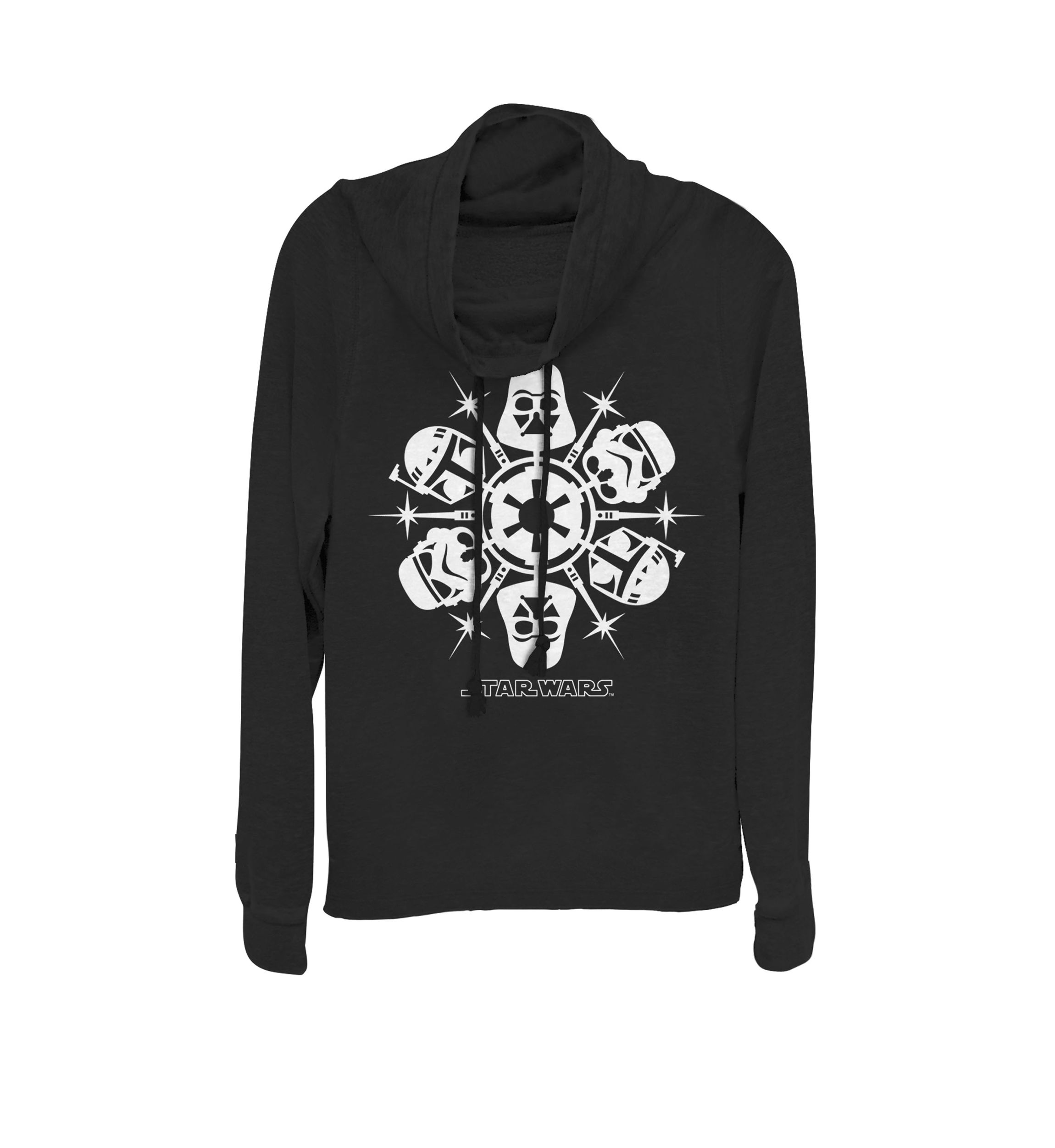 Darth Vader Stormtrooper Boba Fett Dark Side Snowflake Cowl Neck Graphic Pullover