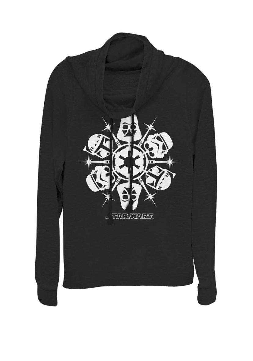 Darth Vader Stormtrooper Boba Fett Dark Side Snowflake Cowl Neck Graphic Pullover