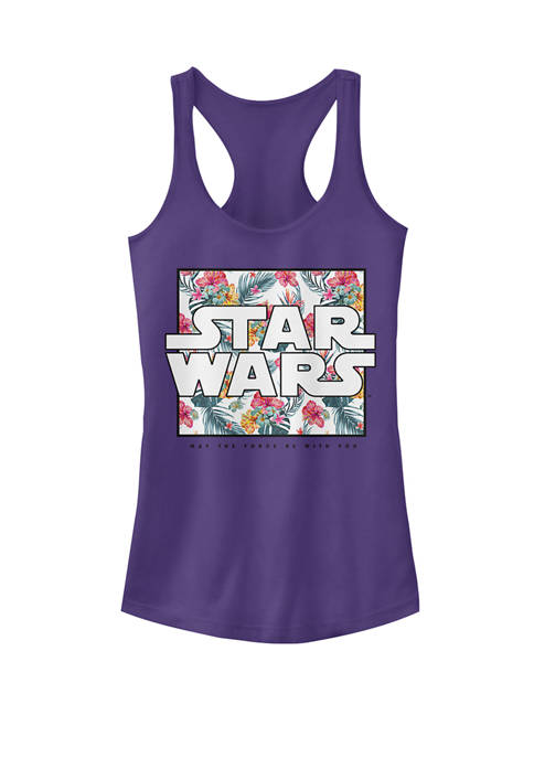 May The Force Be With You Floral Logo Racerback Graphic Tank