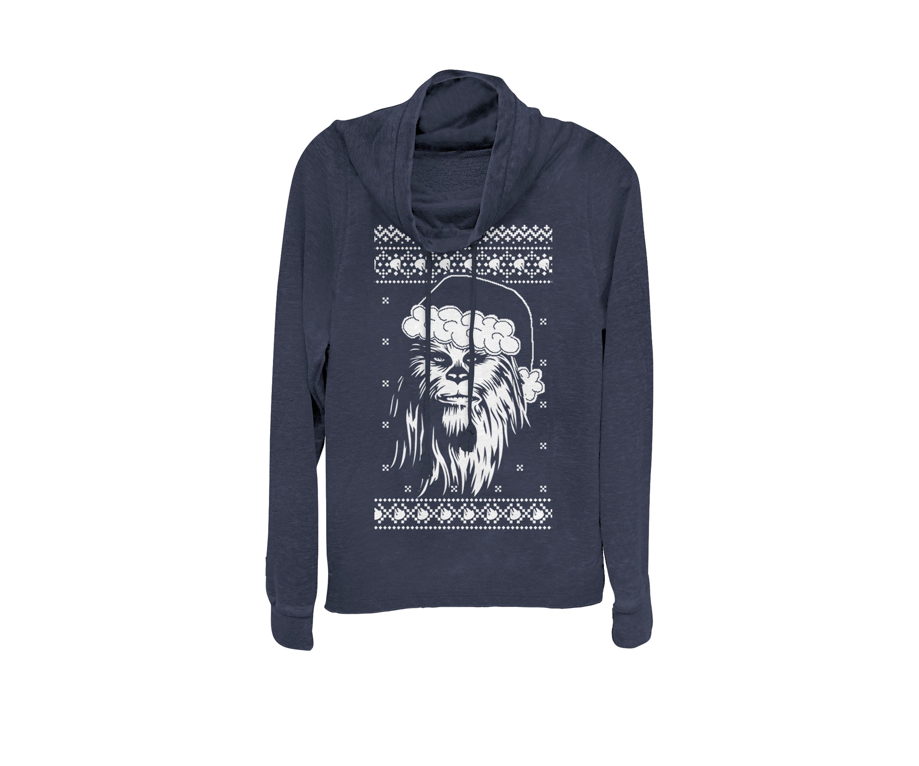 Chewbacca Ugly Christmas Sweater Santa Cowl Neck Graphic Pullover