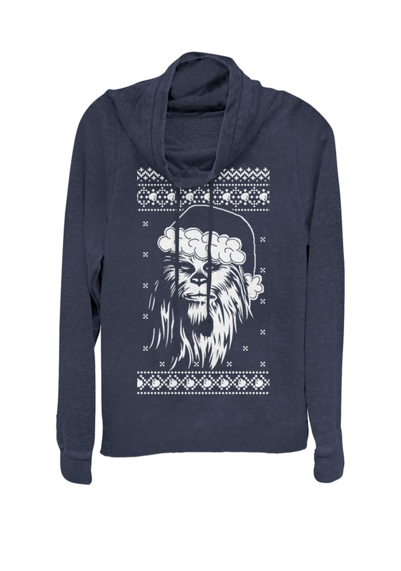 Chewbacca Ugly Christmas Sweater Santa Cowl Neck Graphic Pullover