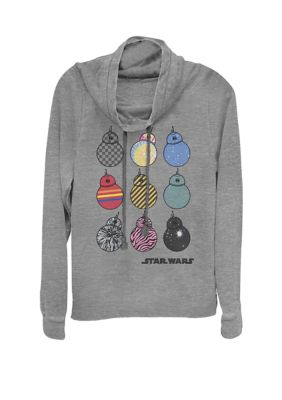 Star Wars Women's BB-8 Wild Prints Cowl Neck Graphic Pullover, Grey, XXL