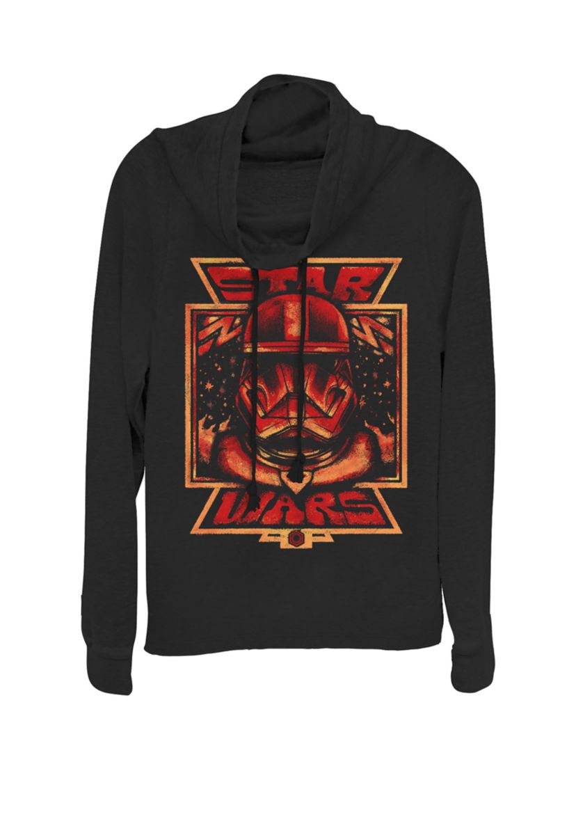 Rise Of Skywalker Red Trooper Helmet Cowl Neck Graphic Pullover