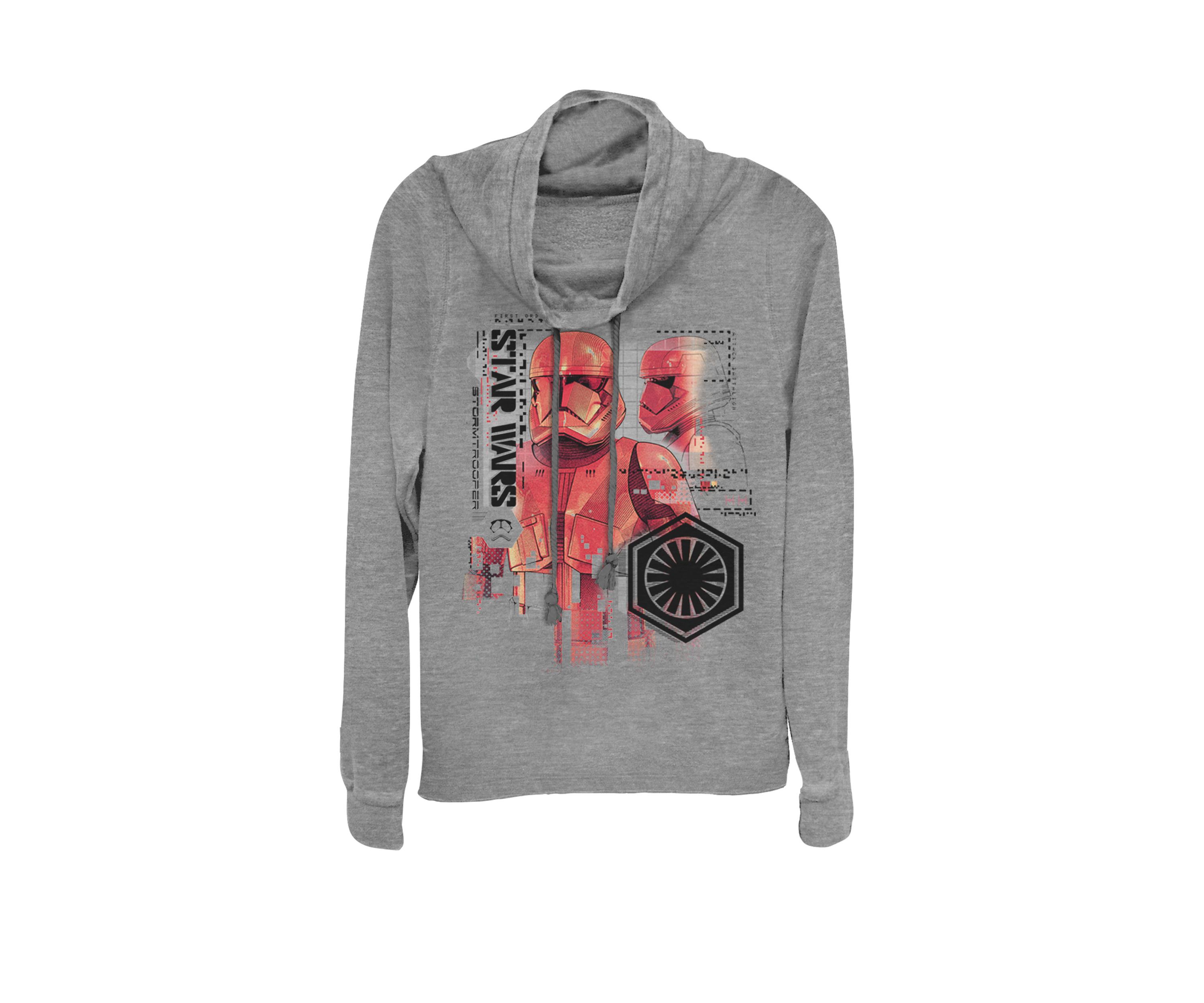Rise of Skywalker Red Trooper Schematic Cowl Neck Graphic Pullover