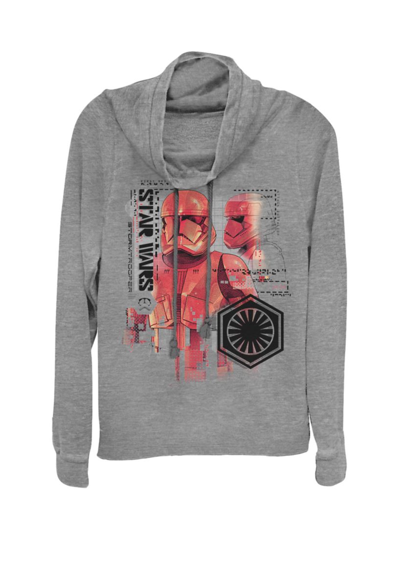 Rise of Skywalker Red Trooper Schematic Cowl Neck Graphic Pullover