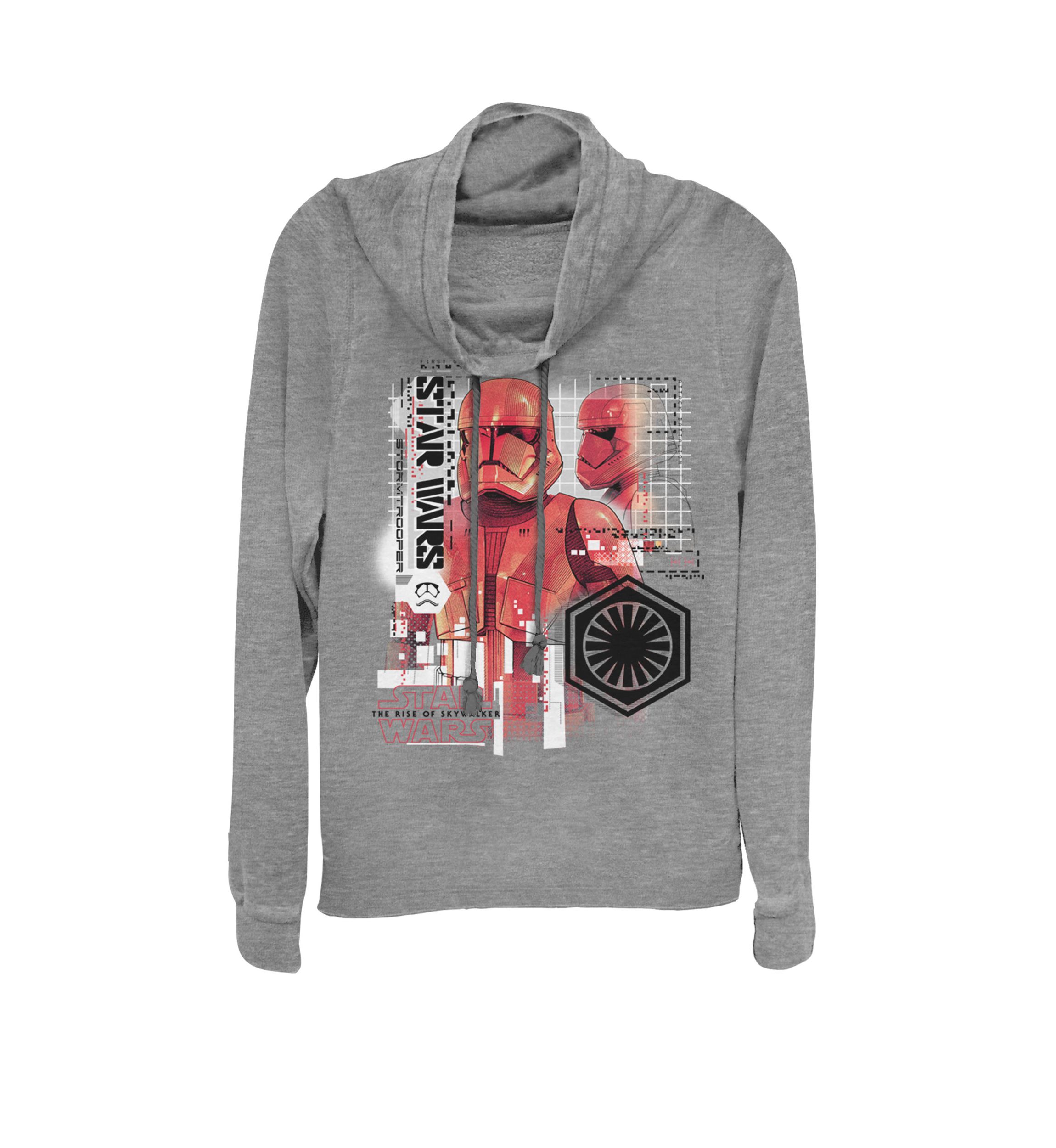 Rise of Skywalker Red Trooper Schematic Cowl Neck Graphic Pullover