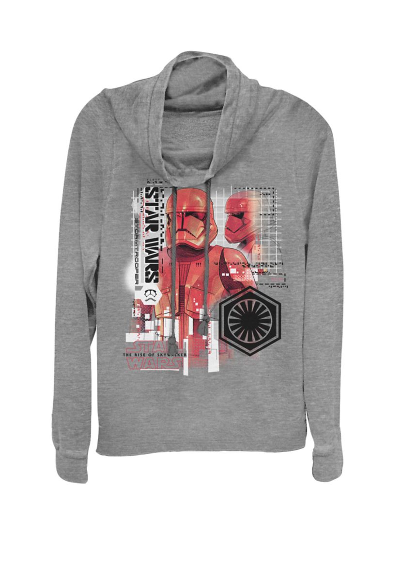 Rise of Skywalker Red Trooper Schematic Cowl Neck Graphic Pullover