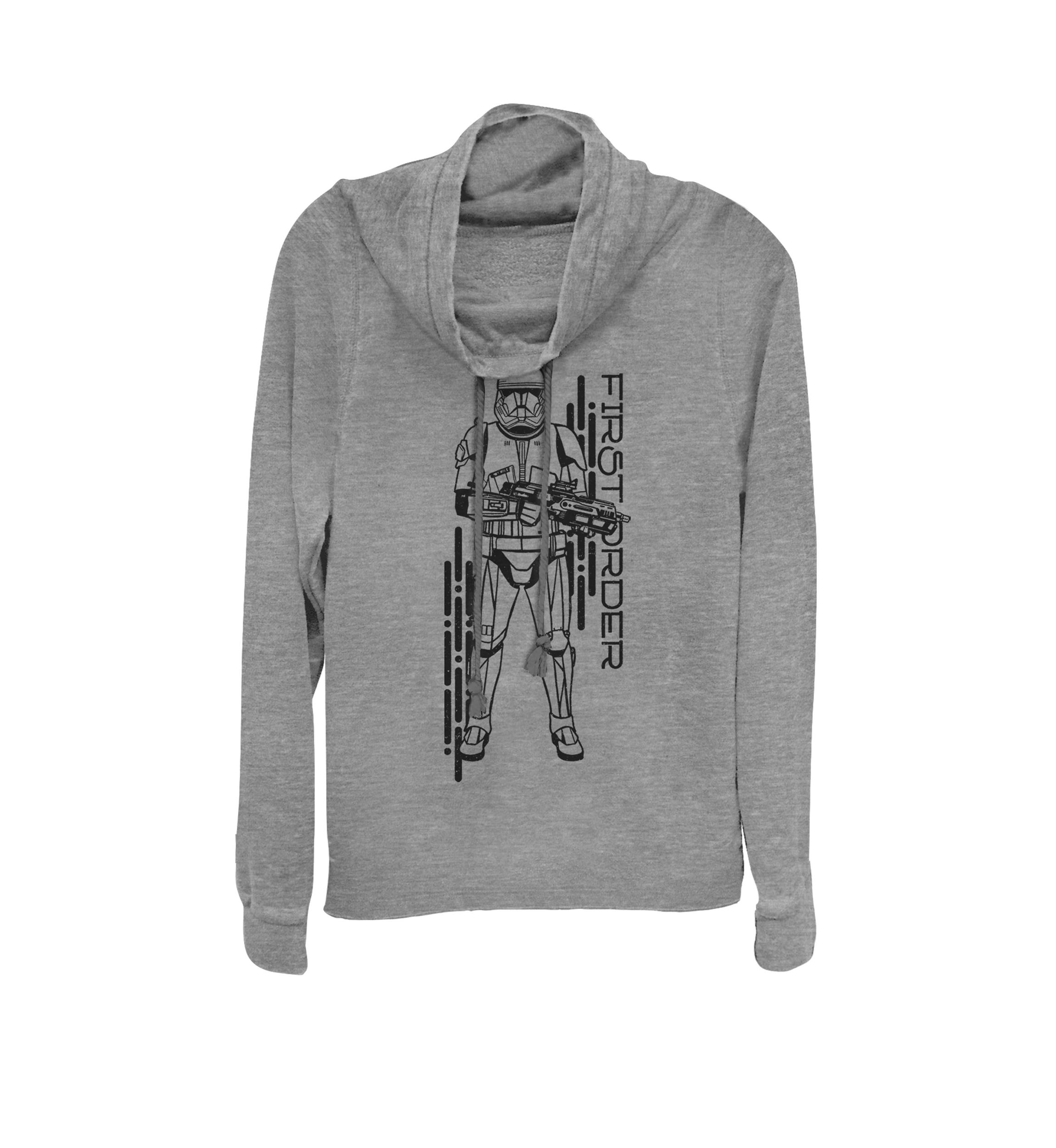 Rise of Skywalker First Order Stormtrooper Outline Cowl Neck Graphic Pullover