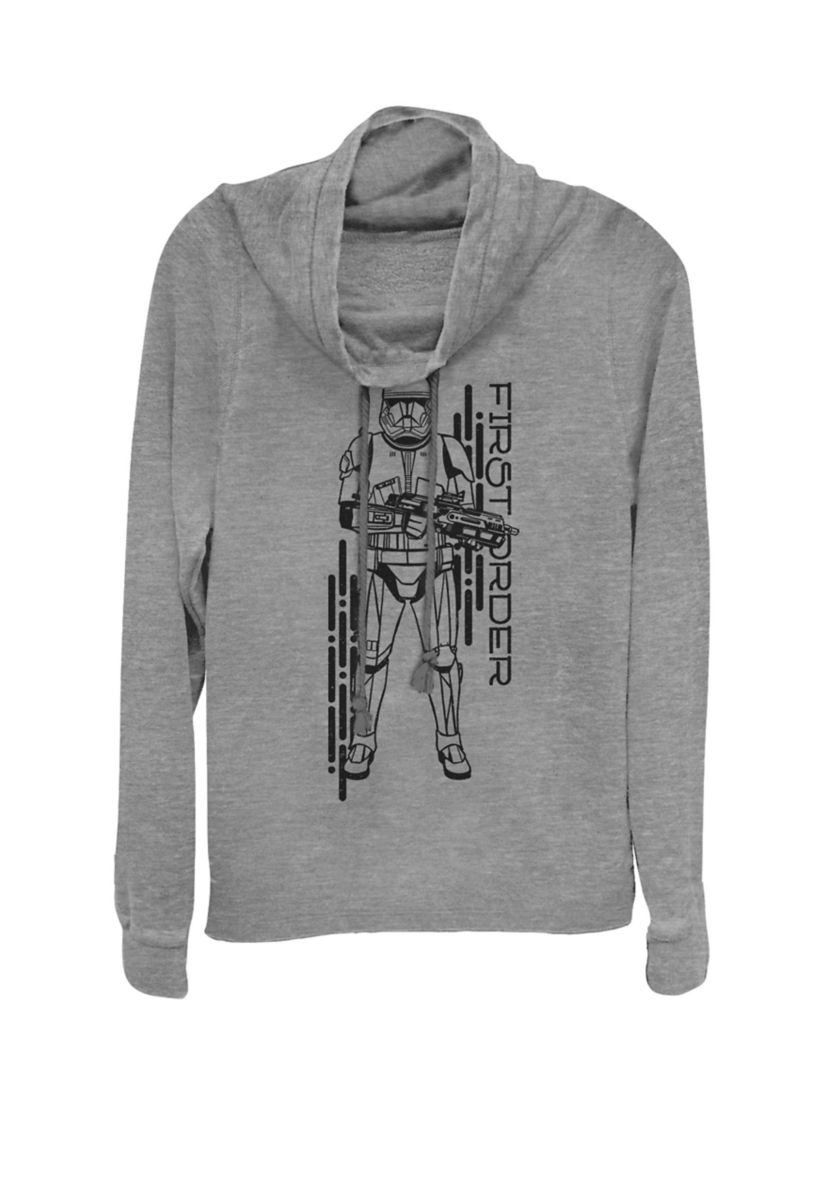 Rise of Skywalker First Order Stormtrooper Outline Cowl Neck Graphic Pullover