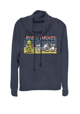 Star Wars Women's Cartoon Rebel Droids Cowl Neck Graphic Pullover, Navy Blue, XXL