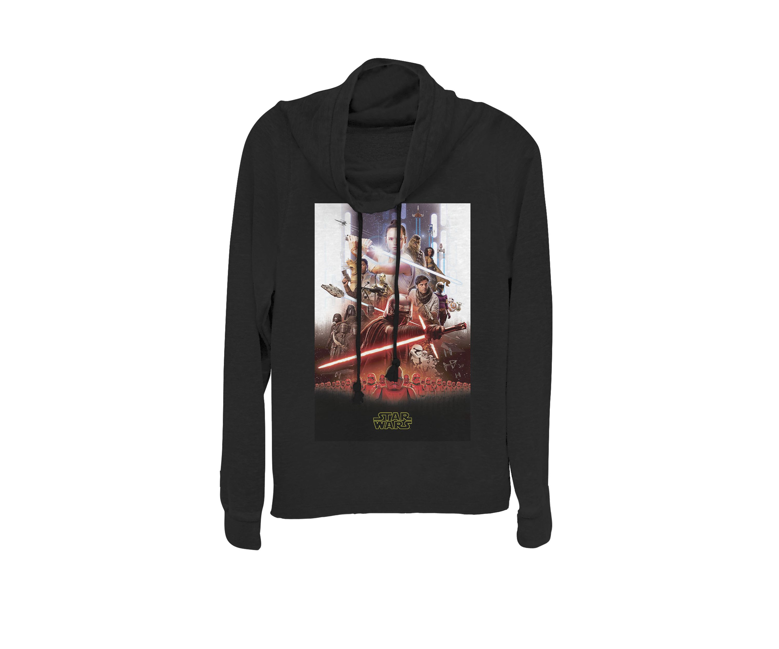 Rise of Skywalker Rey Vs Ren Movie Poster Cowl Neck Graphic Pullover