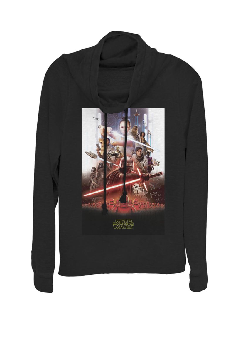 Rise of Skywalker Rey Vs Ren Movie Poster Cowl Neck Graphic Pullover