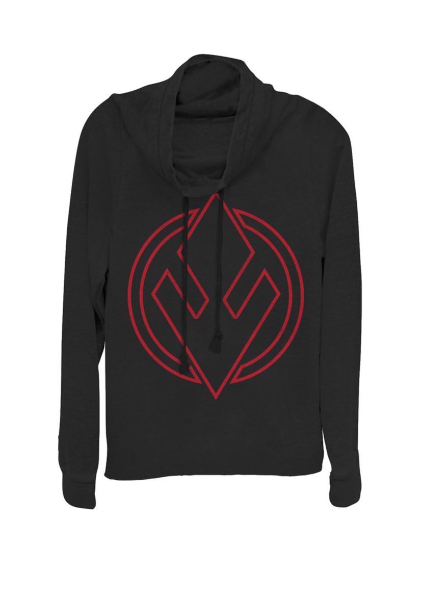 Rise of Skywalker Sith Trooper Emblem Outline Cowl Neck Graphic Pullover
