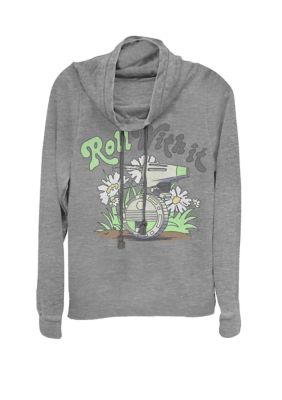 Star Wars Women's Retro D-O Roll With It Droid Cowl Neck Graphic Pullover, Grey, XXL