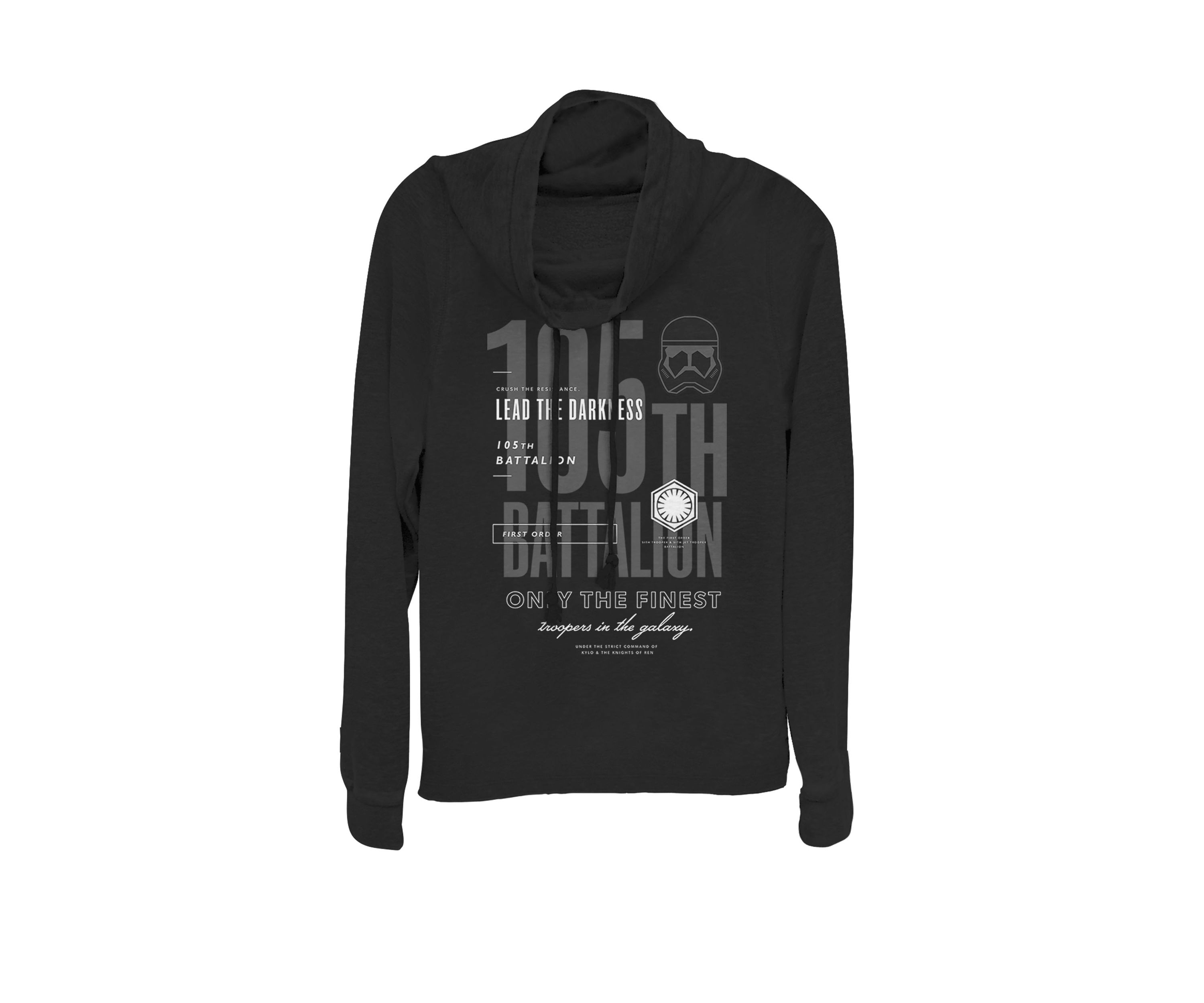 Rise of Skywalker Crush The Resistance Lead The Darkness 105th Battalion Cowl Neck Graphic Pullover