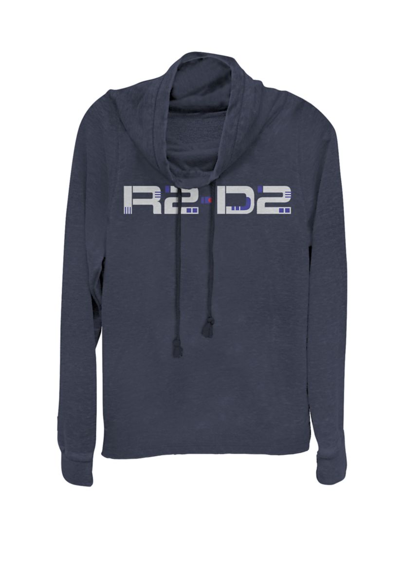 R2-D2 Droid Text Cowl Neck Graphic Pullover
