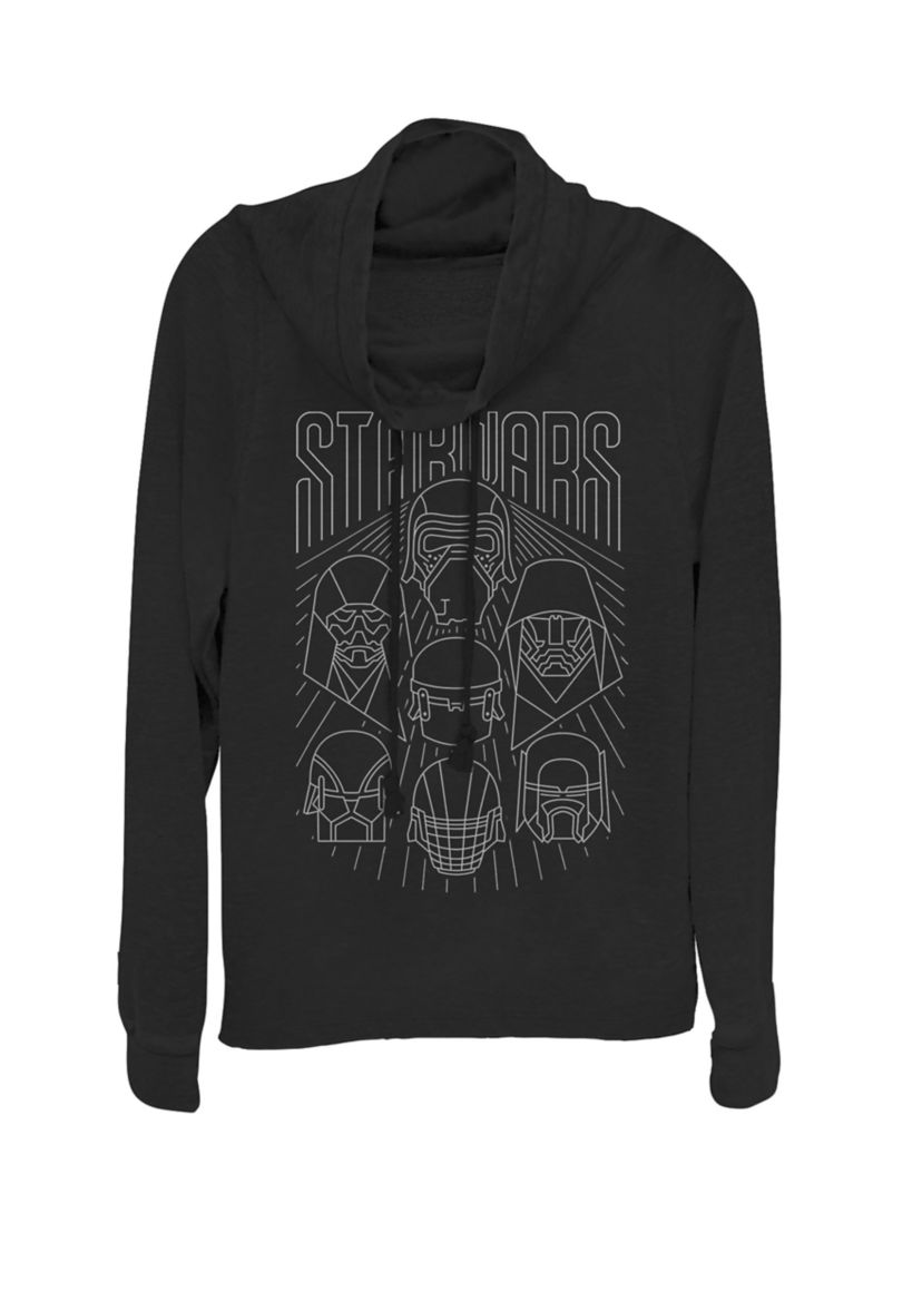 Episode 9 Kylo Ren Group Line Art Cowl Neck Graphic Pullover