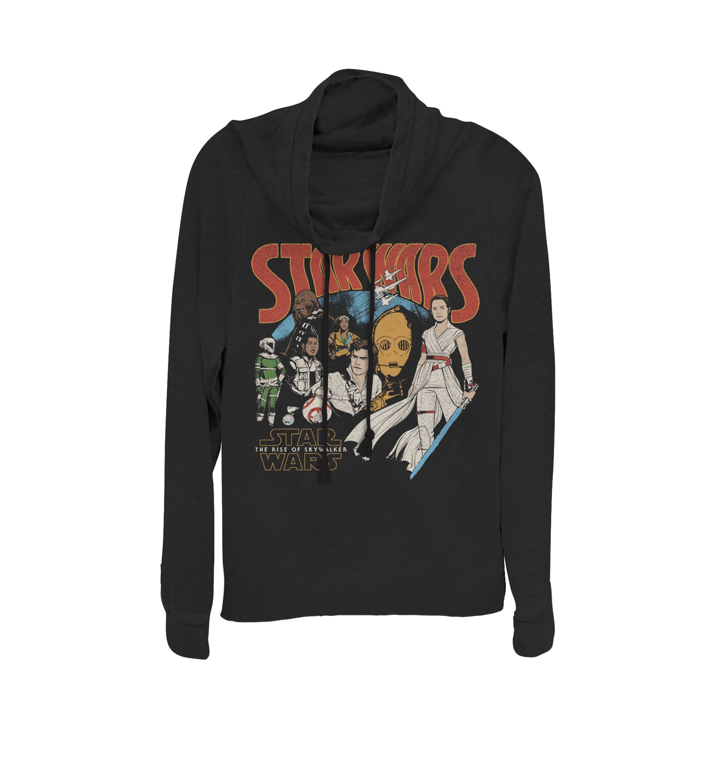 Rise Of Skywalker Retro Group Cartoon Cowl Neck Graphic Pullover