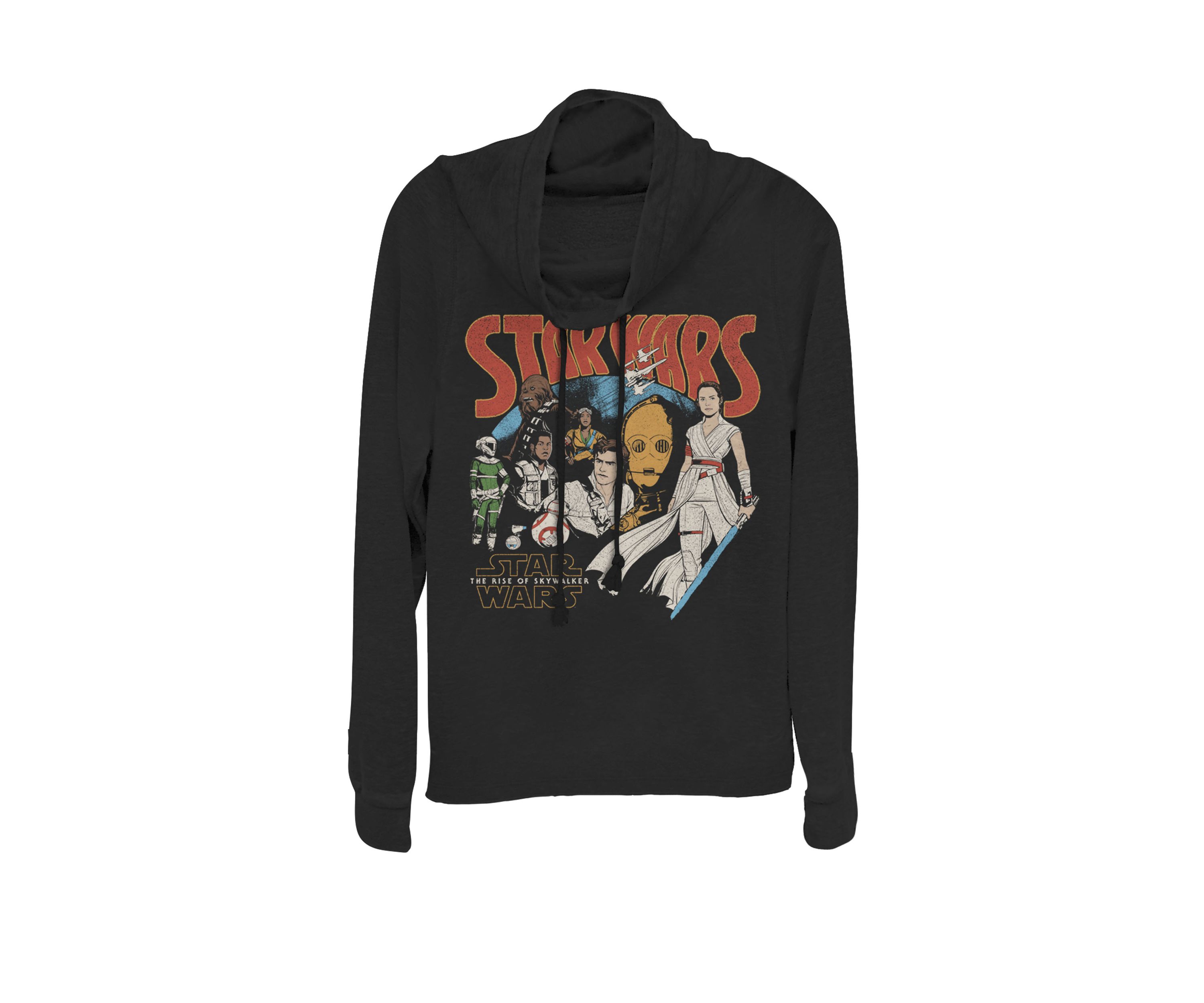 Rise Of Skywalker Retro Group Cartoon Cowl Neck Graphic Pullover