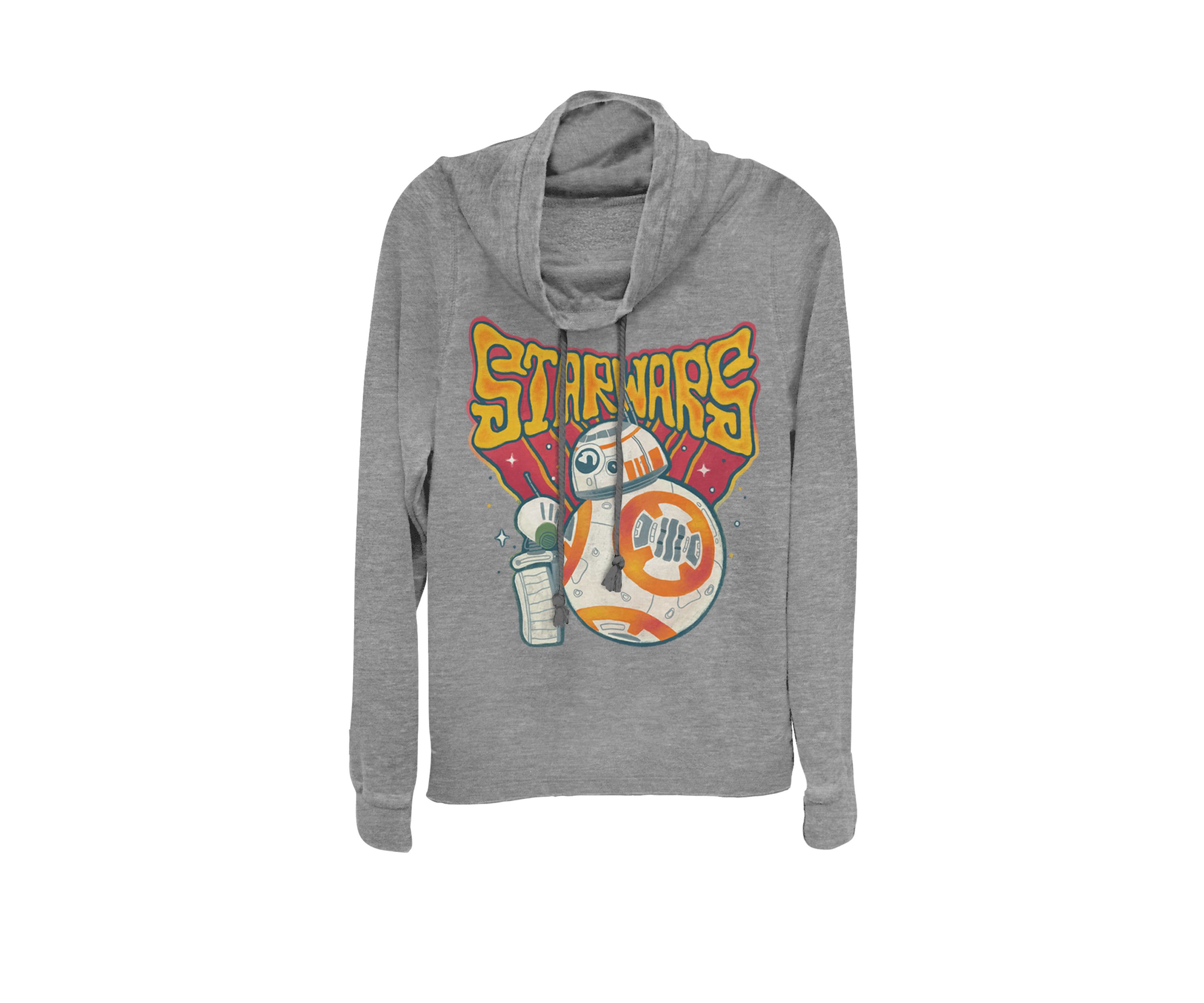 Retro Psychedelic Droids BB-8 And D-O Cowl Neck Graphic Pullover
