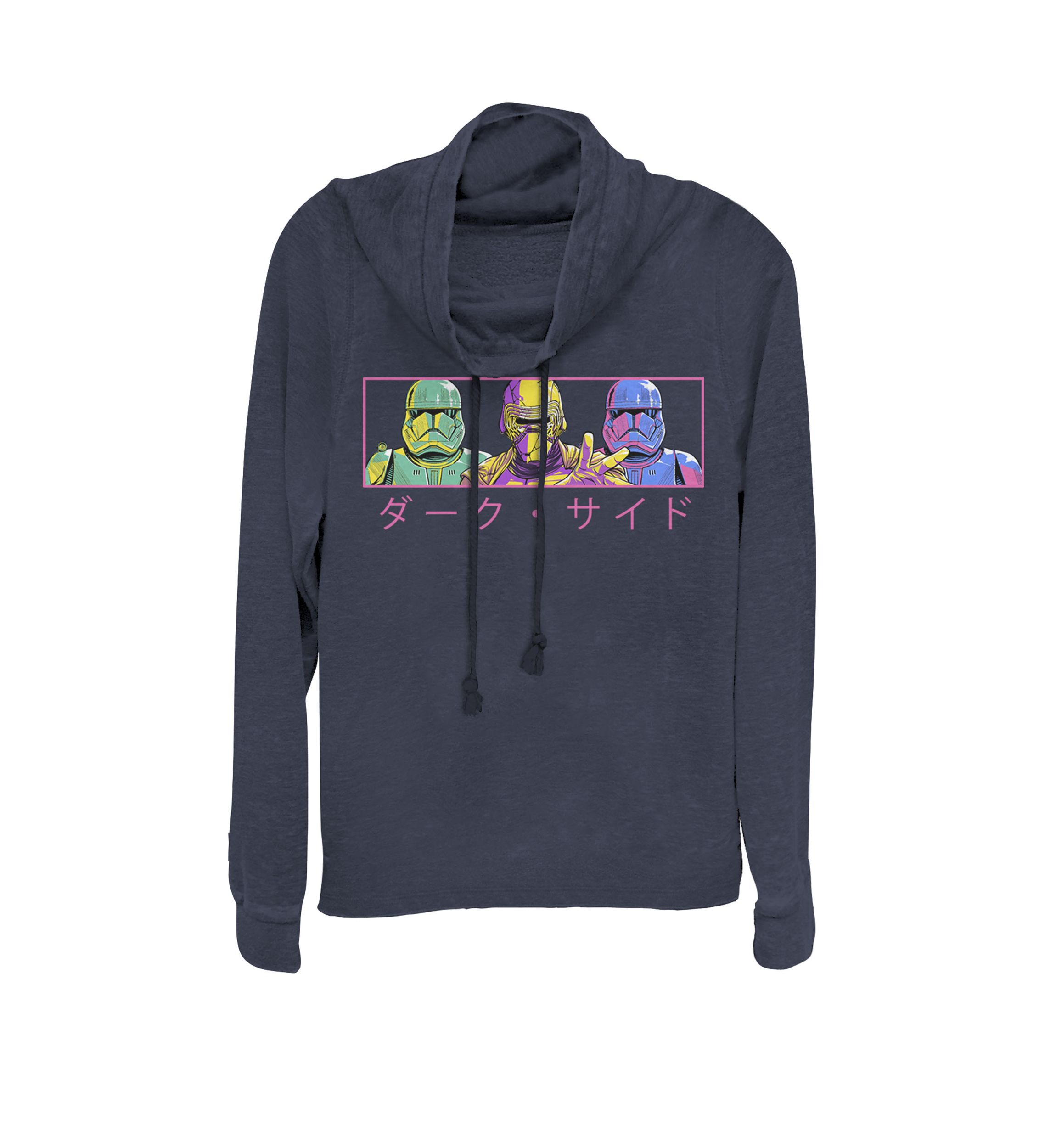 Rise Of Skywalker Neon Kylo Ren Trooper Pop Art Panel Cowl Neck Graphic Pullover