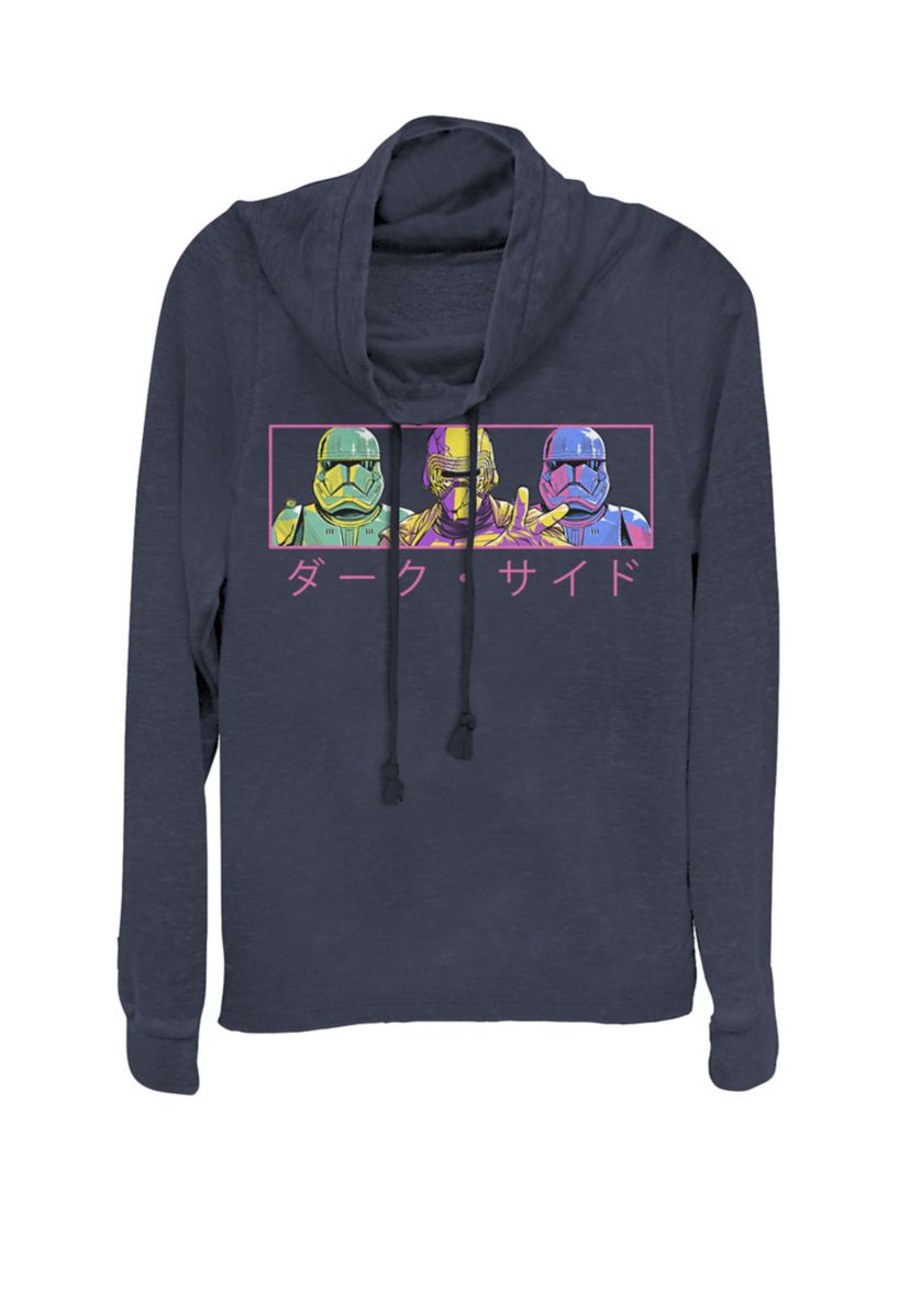 Rise Of Skywalker Neon Kylo Ren Trooper Pop Art Panel Cowl Neck Graphic Pullover