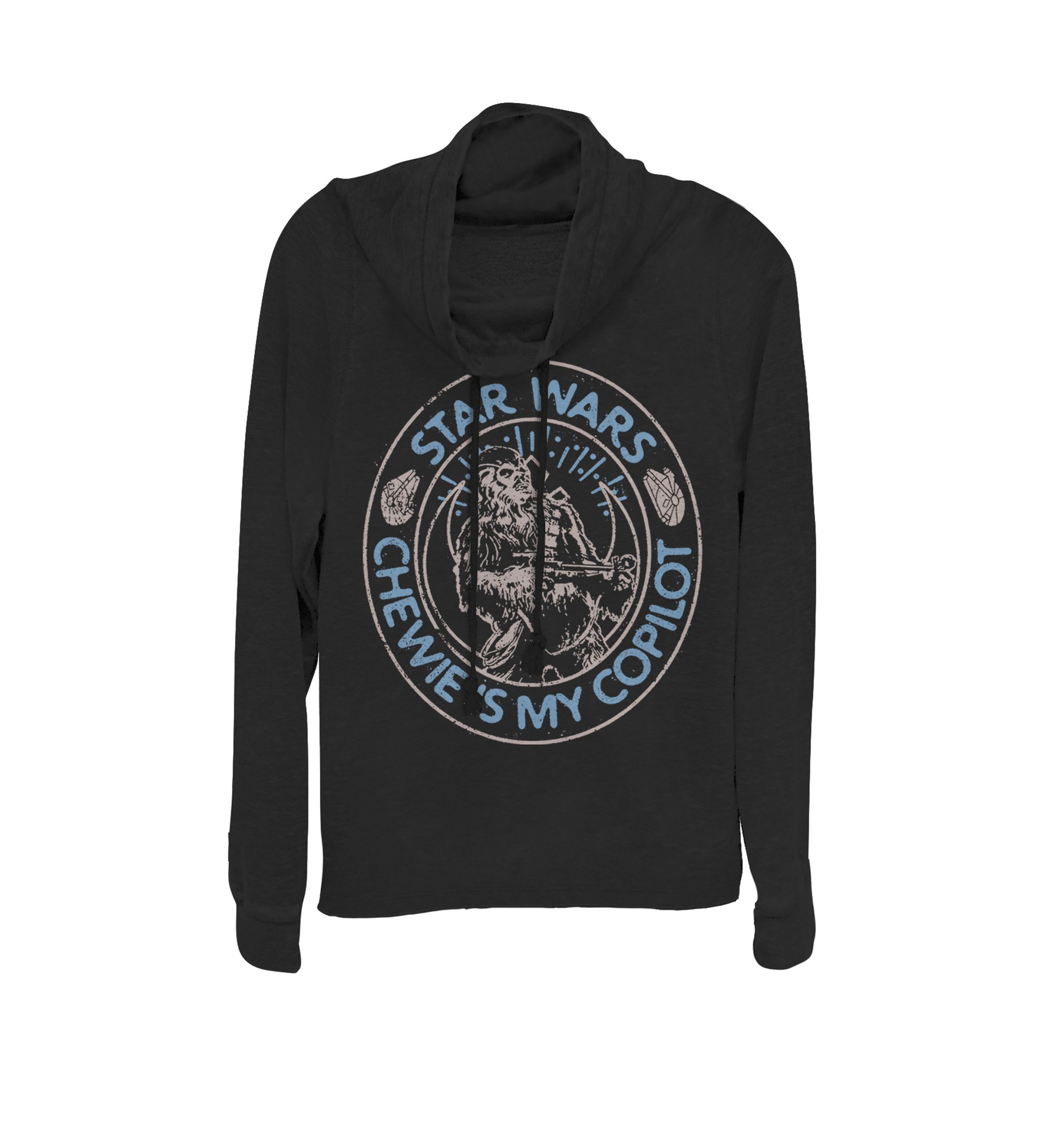 Chewie Is My Copilot Cowl Neck Graphic Pullover
