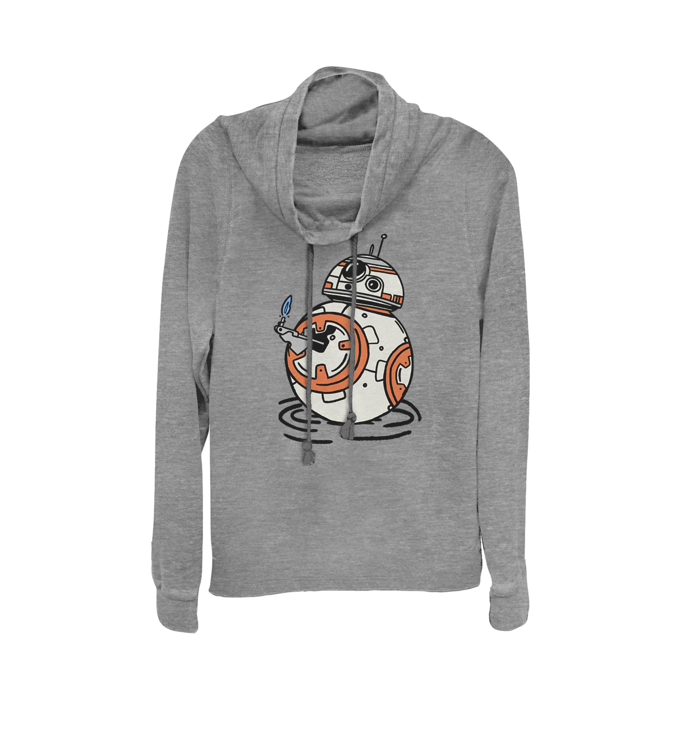 BB-8 Lighter Cartoon Cowl Neck Graphic Pullover