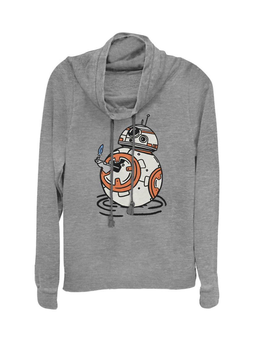 BB-8 Lighter Cartoon Cowl Neck Graphic Pullover