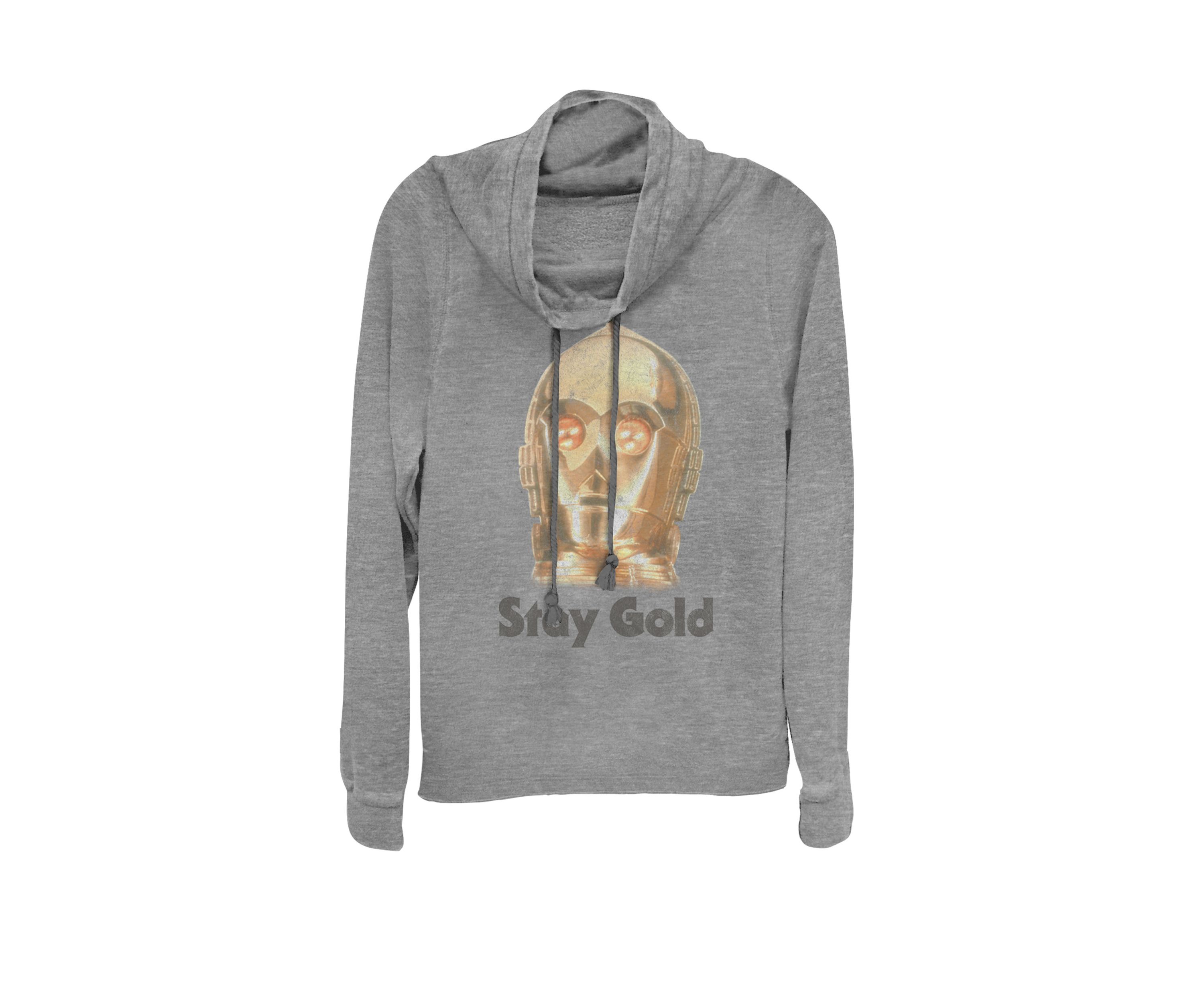 C-3PO Stay Gold Big Face Portrait Cowl Neck Graphic Pullover