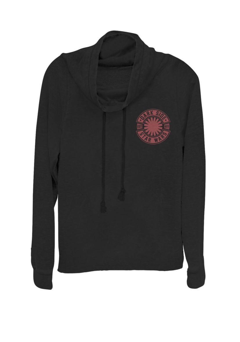 Rise Of Skywalker Dark Side Left Chest Logo Cowl Neck Graphic Pullover