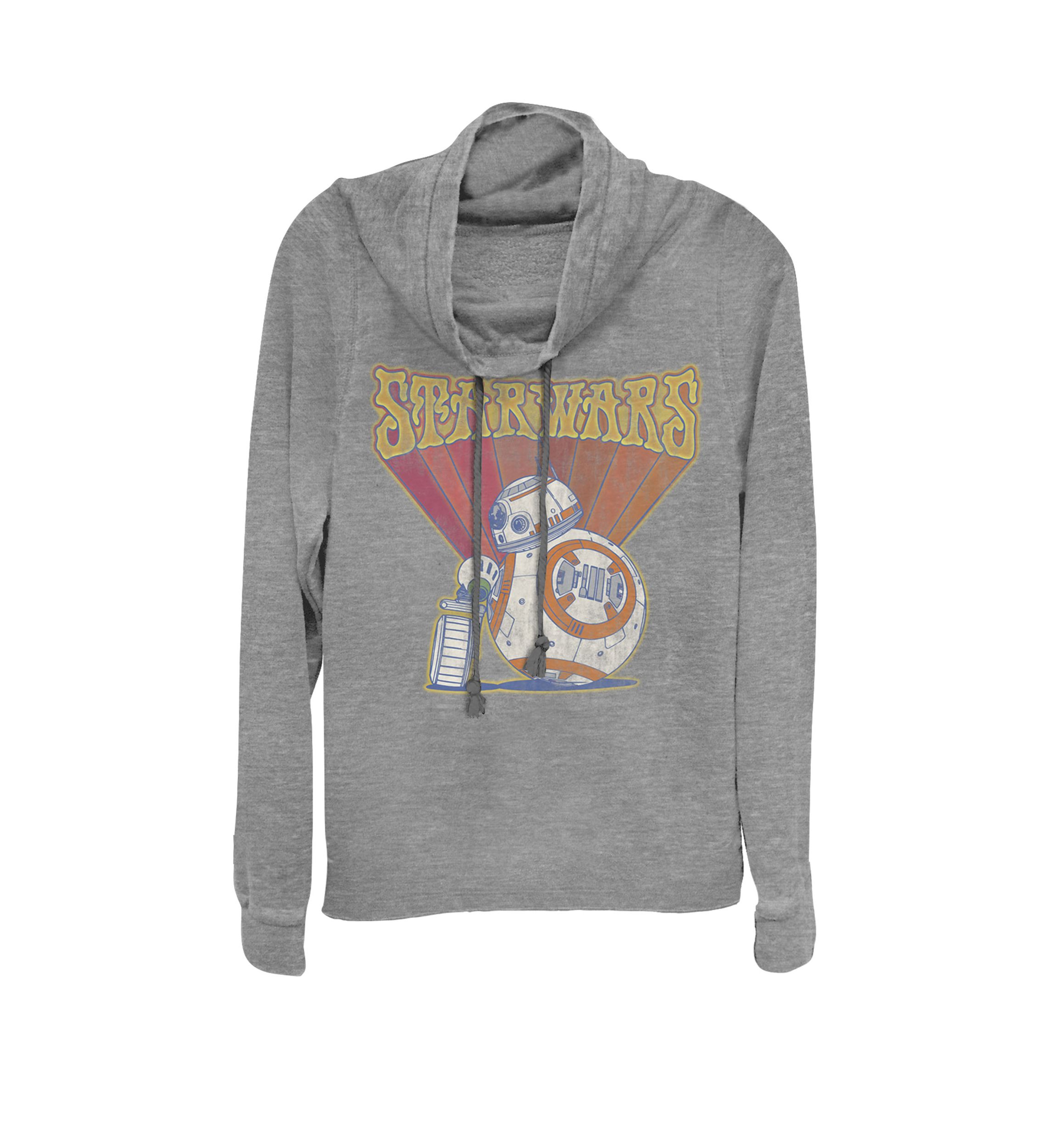 Retro Psychedelic Droids BB-8 And D-O Cowl Neck Graphic Pullover